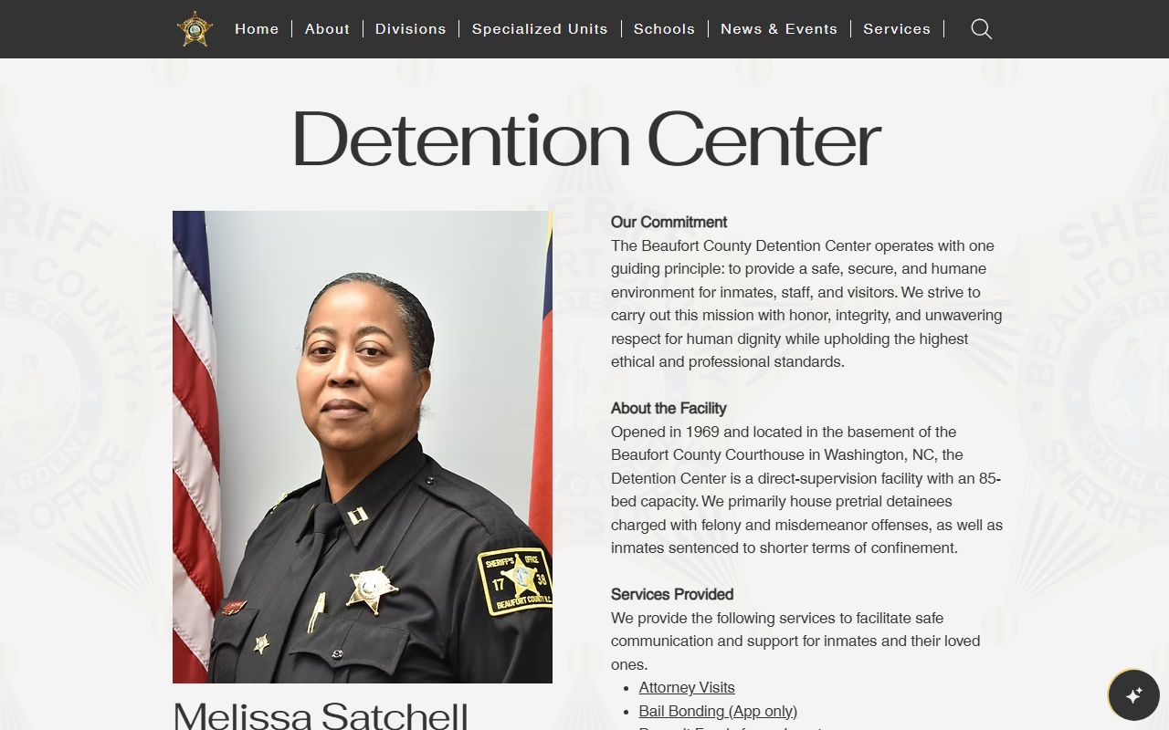 Beaufort County Detention Center inmate lookup overview page
