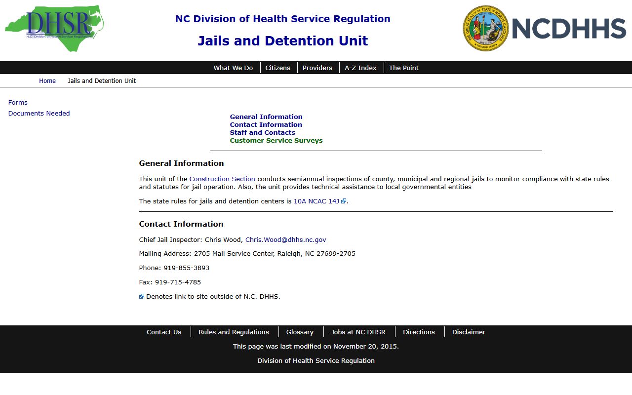Beaufort County Detention Center NC jail standards inspection resource