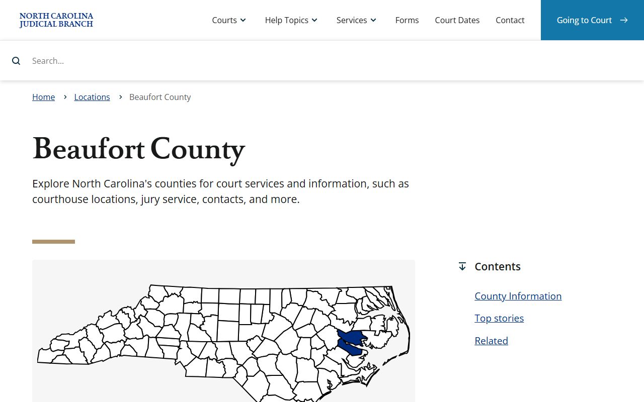 Beaufort County court records after jail arrest NC Judicial Branch page