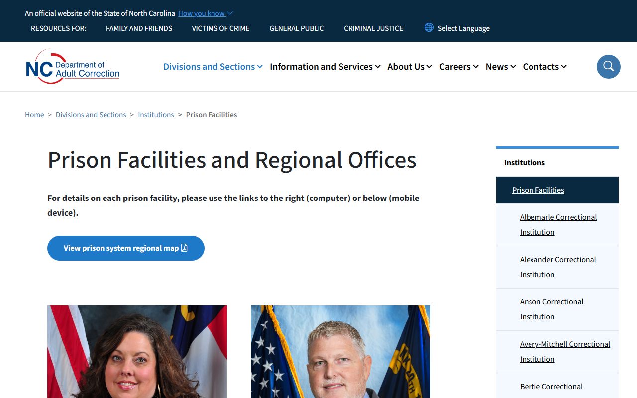 Beaufort County inmate population NC DAC prison facilities list check